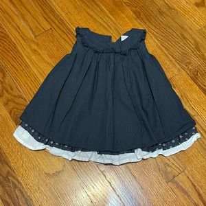 Navy Sleeveless Ruffle Dress with multi ruffle bottom skirt trim